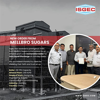Isgec are glad to share that Isgec has been awarded with a prestigious order worth around Rs 500 Crores for Design, Engineering, Supply, Construction & commissioning of 3x300 TPH Oil & Gas Fired Boilers from a lead