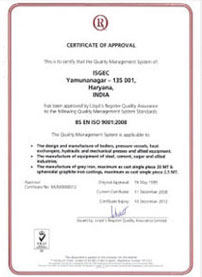 ISO 9001 : 2008 Certificate for Approval